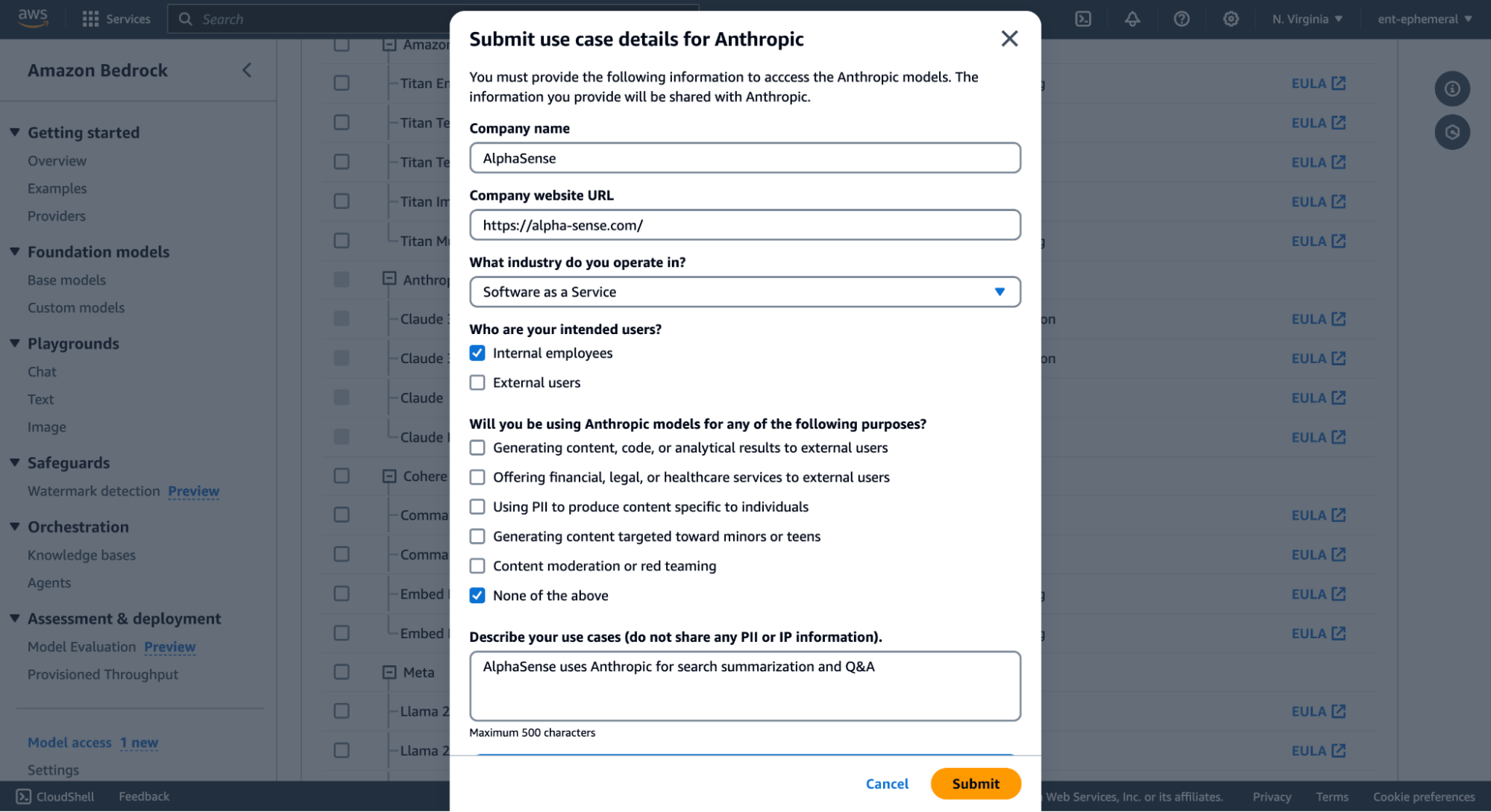 Configuration for Amazon Bedrock - Step 2