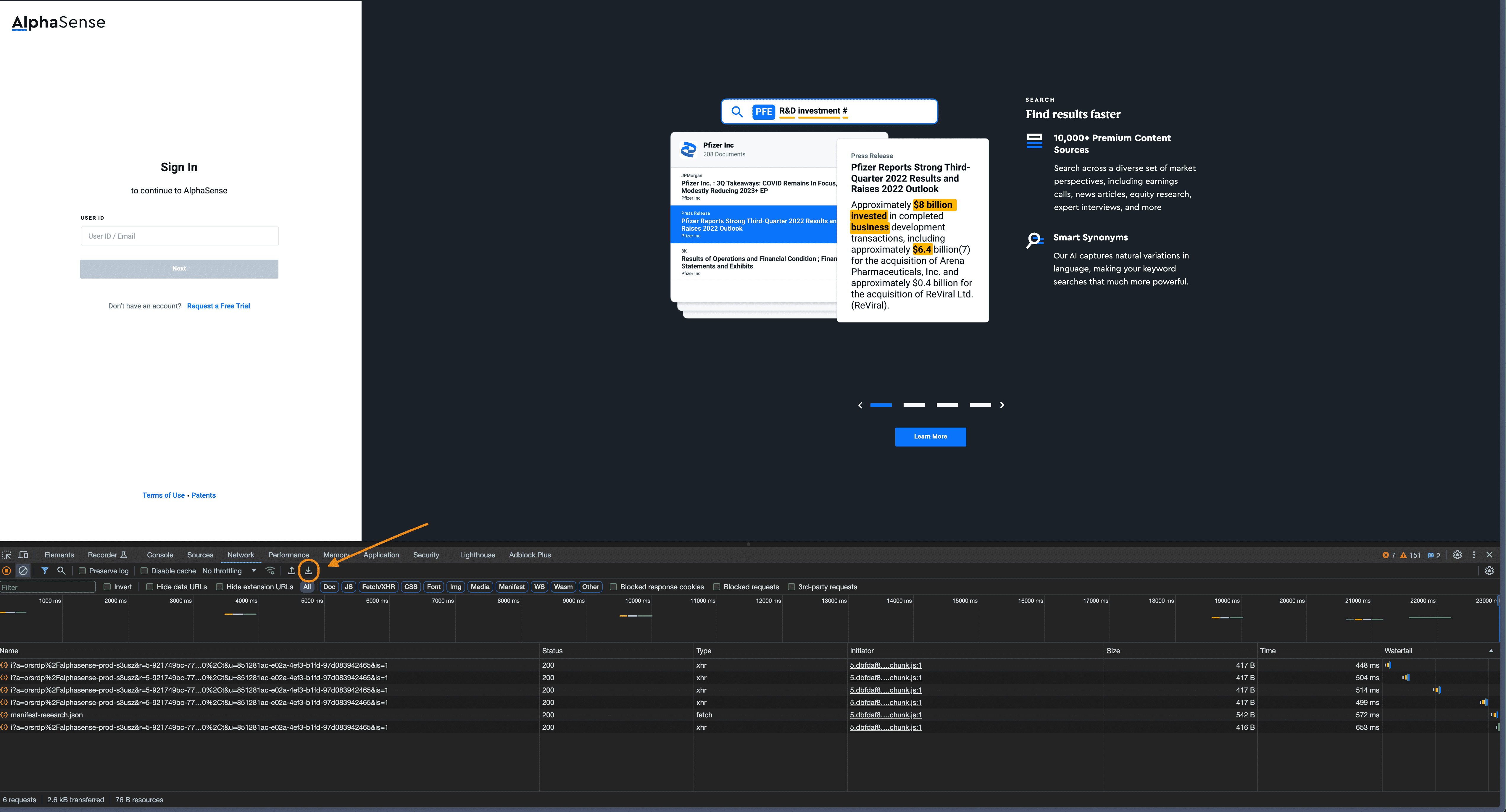 Extract and download HAR file