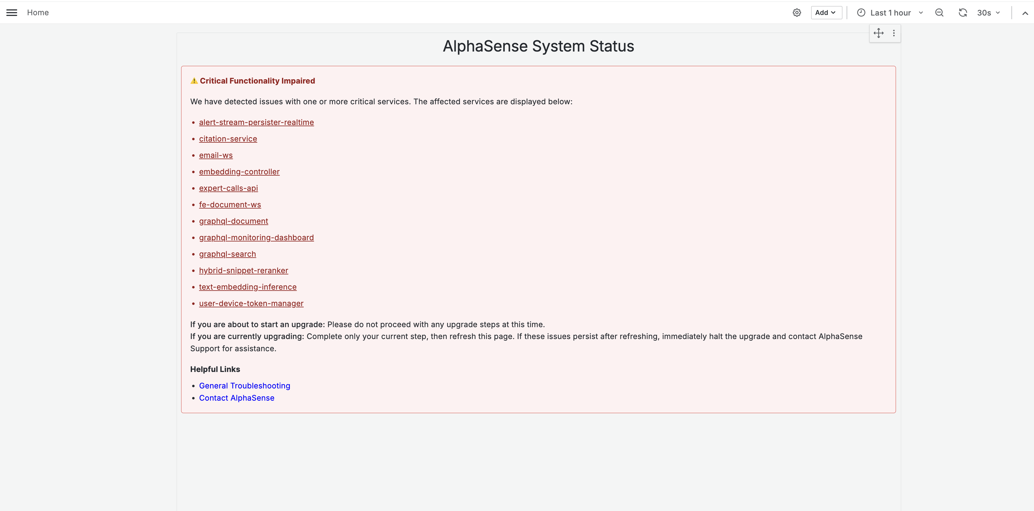 System Health Status - Critical