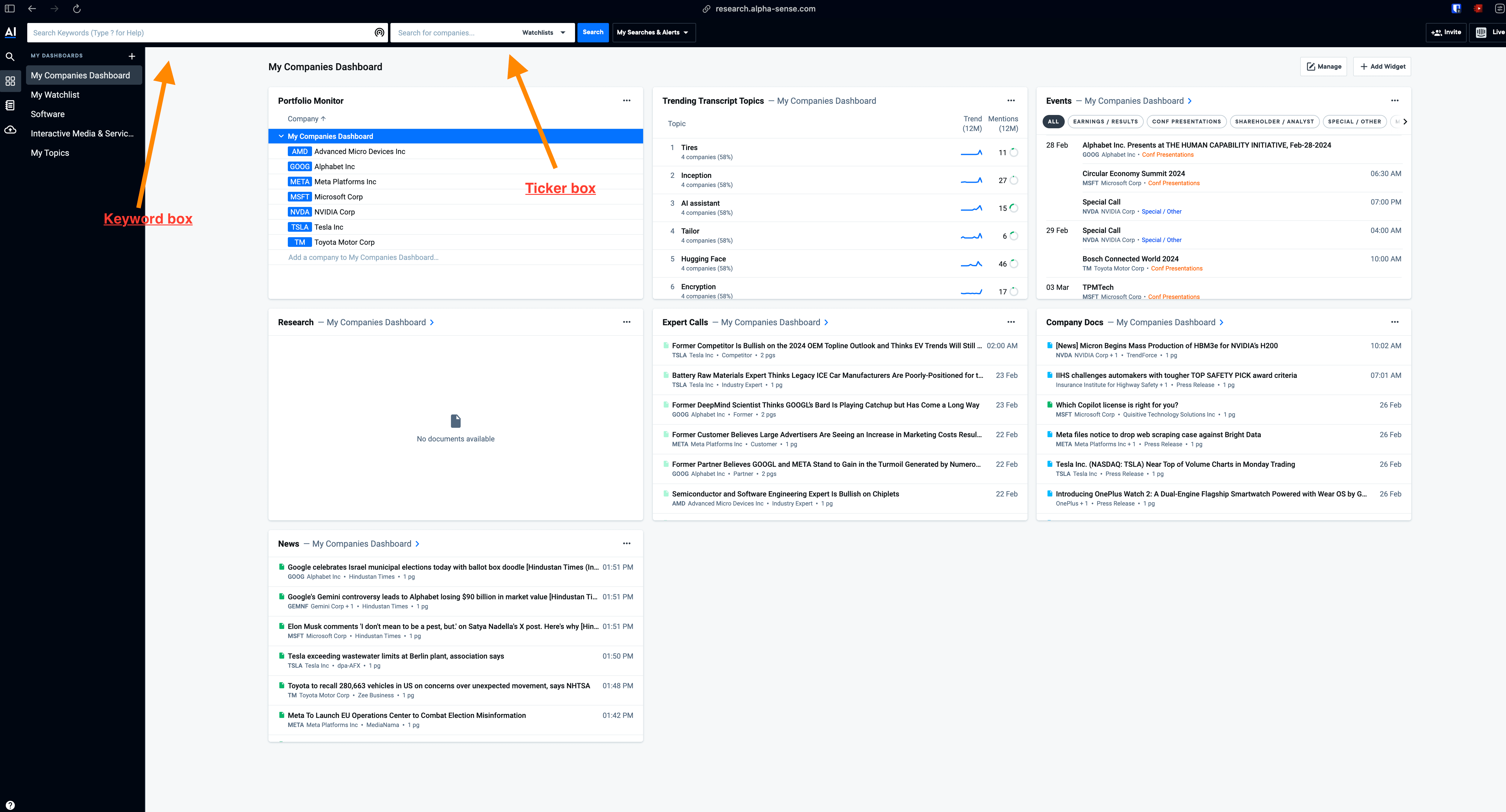 Search options